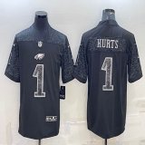 Nike Eagles #1 Jalen Hurts black Color Rush Limited Jersey Reflective version