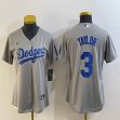 Women Los Angeles Dodgers Chris Taylor gray majestic baseball jersey 01