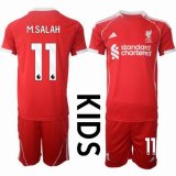 2025-2026 Liverpool club #11 M.SALAH red kid soccer jerseys home