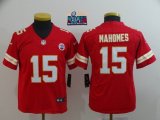 2023 super bowl Youth Nike Kansas City Chiefs #15 Patrick Mahomes red Color Rush Limited Jerseys