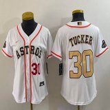 Women Nike Houston Astros #30 Kyle Tucker white baseball jerseys Champions League -BD 01