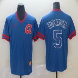 Nike Atlanta Braves #5 Freddie Freeman blue throwback baseball jersey