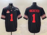 Ohio State Buckeyes #1 Quinshon Judkins black college football jerseys with 2025 championship patch
