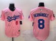 2025 Nike Los Angeles Dodgers #8 Enrique Hernandez pink fashion majestic baseball jerseys Sakura plate