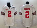 Ohio State Buckeyes #2 Emeka Egbuka white college football jerseys with 2025 championship patch