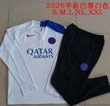 2025-2026 Paris Saint-Germain club white black soccer uniforms with Long Trousers B25121