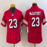 Women Nike San Francisco 49ers #23 Christian McCaffrey red throwback Color Rush Limited Jersey-BD 03