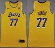 Nike Adult Los Angeles Lakers Luka Doncic #77 Yellow NBA Basketball jerseys 01