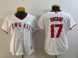 Youth Los Angeles Angels #17 Shohei Ohtani white majestic baseball jersey 01