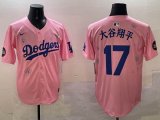 2025 Nike Los Angeles Dodgers #17 Shohei Ohtani pink fashion majestic baseball jerseys Sakura plate 01