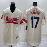 Nike Los Angeles Angels #17 Shohei Ohtani beige majestic baseball jerseys city version-BD 03