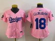 Youth 2025 Nike Los Angeles Dodgers #18 Yoshinobu Yamamoto pink fashion majestic baseball jerseys Sakura plate 01