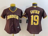 Women Nike San Diego Padres #19 Tony Gwynn brown majestic baseball jersey-BD