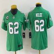 Women Nike Philadelphia Eagles #62 Jason Kelce green throwback Color Rush Limited Jersey C Patch