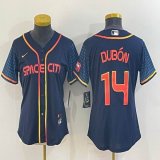Women Nike Houston Astros #14 Dubon blue baseball jerseys -BD