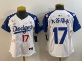 Youth 2025 Nike Los Angeles Dodgers #17 Shohei Ohtani white blue fashion majestic baseball jerseys Sakura plate