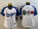 Women 2025 Nike Los Angeles Dodgers blank white blue fashion majestic baseball jerseys Sakura plate 01