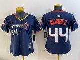 Youth Houston Astros #44 Yordan Alvarez blue majestic baseball jerseys Joint name -BD 01