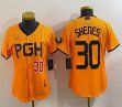 Youth Nike Pittsburgh Pirates #30 Paul Skenes yellow majestic baseball jerseys city version 02