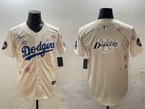 2025 Nike Los Angeles Dodgers blank beige fashion majestic baseball jerseys Sakura plate 04