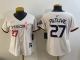Women Houston Astros #27 Jose Altuve white majestic baseball jerseys Joint name 02