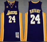 Nike Los Angeless Lakers #24 Kobe Bryant purple yellow Throwback basketball Jerseys with 60th-XD