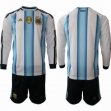 2026 World Cup Argentina Team white skyblue black long sleeves soccer jerseys home