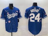 Los Angeles Dodgers #24 Kobe Bryant blue fashion majestic baseball jerseys Sakura plate 01