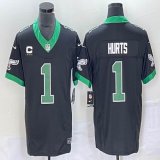 Nike Eagles #1 Jalen Hurts black throwback Color Rush Limited Jersey with C Patch -BD