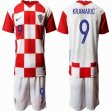 2020 European Cup Croatia Team #9 KRAMARIC white red soccer jersey home