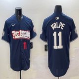 Nike New York Yankees #11 Anthony Volpe Navy majestic baseball Jerseys Joint name-BD