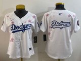 Women 2025 Nike Los Angeles Dodgers blank white fashion majestic baseball jerseys Sakura plate 02