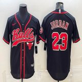 Nike Chicago Bulls #23 Michael Jordan black NBA basketball Jersey with shorts sleeves-BD 04