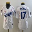 Youth 2025 Nike Los Angeles Dodgers #17 Shohei Ohtani white fashion majestic baseball jerseys Sakura plate 01
