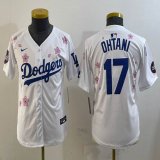 Youth 2025 Nike Los Angeles Dodgers #17 Shohei Ohtani white fashion majestic baseball jerseys Sakura plate 01