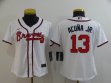 Women Nike Atlanta Braves #13 Ronald Acuna Jr. white majestic baseball jersey