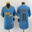 Women Nike Milwaukee Brewers #11 Tellez skyblue majestic baseball Jersey city version