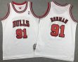 Youth Chicago Bulls #91 Dennis Rodman white Throwback nba basketball jerseys -XD