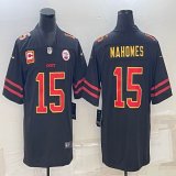 Nike Kansas City Chiefs #15 Patrick Mahomes black Color Rush Limited Jerseys C patch 01