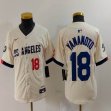 Nike Los Angeles Dodgers #18 Yoshinobu Yamamoto beige fashion MLB baseball Jersey-BD 02