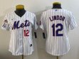 Women Nike New York Mets #12 Francisco Lindor blue majestic mlb jerseys-BD 02
