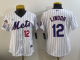 Women Nike New York Mets #12 Francisco Lindor blue majestic mlb jerseys-BD 02