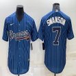 Nike Atlanta Braves #7 Dansby Swanson blue throwback majestic baseball jersey