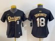Women Dodgers #18 Yoshinobu Yamamoto Nike black gold fashion baseball Jersey-BD