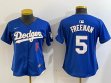 Women Los Angeles Dodgers #5 Freddie Freeman blue gold majestic baseball Jerseys-BD