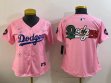 Youth 2025 Nike Los Angeles Dodgers blank pink fashion majestic baseball jerseys Sakura plate 01