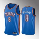 Youth Oklahoma City Thunder #8 Jalen Williams blue nba jerseys Hot press font