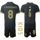 2025-2026 Mexico team #8 G.RODRIGUEZ Black and Gold kid soccer jerseys