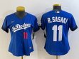 Women Nike Los Angeles Dodgers #11 Roki Sasaki blue majestic baseball jerseys city version