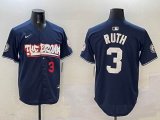 Nike New York Yankees ##3 Babe Ruth Navy majestic baseball Jerseys Joint name-BD